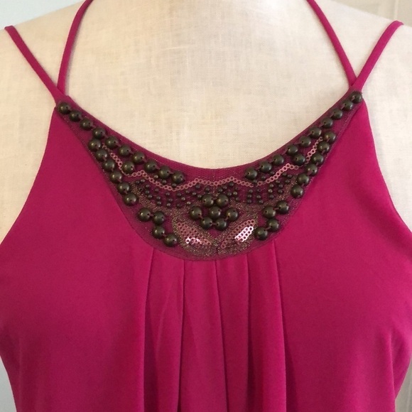 ASTR Revolve Pink Beaded Low T Back Mini Hi Low Flowy Dress Size XS - Picture 4 of 11